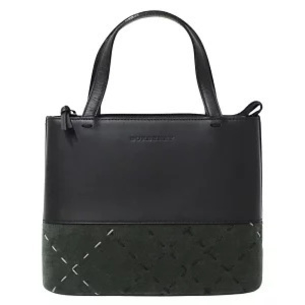 Burberry Bag Handbag Tote Leather Suede Black